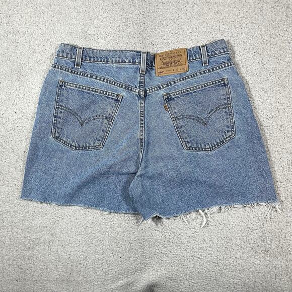Levis 550 Orange Tab Jean Shorts Womens Waist 36 Cut Off Denim Vintage 90s - Picture 1 of 15